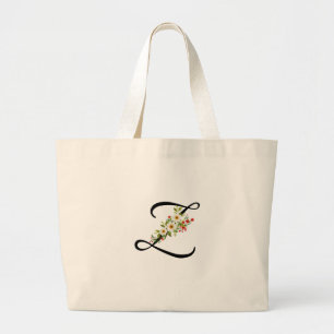 Bolsa Tote Grande Monograma clássico Z vermelho flor branca presente