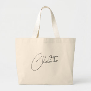 Bolsa Tote Grande Monograma de Nome Moderno Minimalista