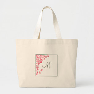 Bolsa Tote Grande Monograma de Script de Borboleta Coral Bridesmaid