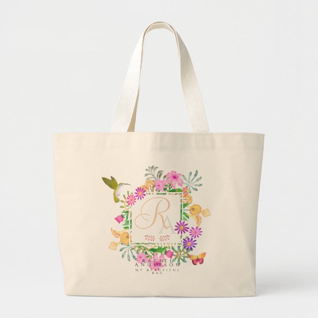 Bolsa Tote Grande Monograma do Jardim Floral (Frente)