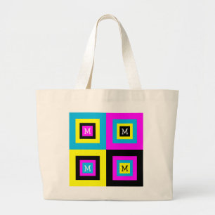 Bolsa Tote Grande Monograma dos quadrados CMYK 