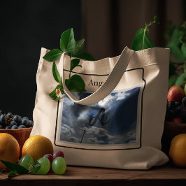 Bolsa Tote Grande Monograma Foto céu azul claro turvo com Sundog