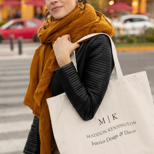 Bolsa Tote Grande Monograma minimalista moderno ou Adicionar logotip