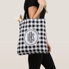 Bolsa Tote Grande Monograma no Ombro de Verificação de Buffal