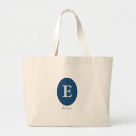 Bolsa Tote Grande Monograma Personalizado Azul Elegante