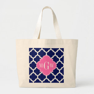 Bolsa Tote Grande Monograma Pink2 3 inicial do marroquino #5 do