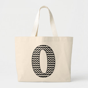 Bolsa Tote Grande Monograma preto e branco da letra O de Chevron