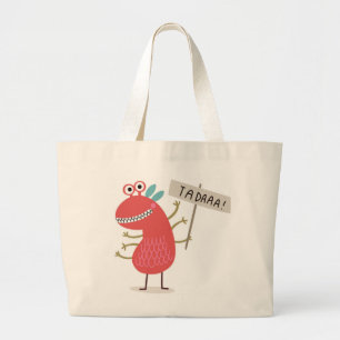 Bolsa Tote Grande MONSTER VERMELHO ATÉ DAAA! Saco de Tote PERSONALIZ