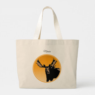 Bolsa Tote Grande Moose no Sunset - Arte original sobre a vida selva