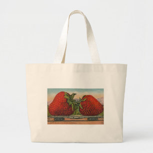 Bolsa Tote Grande Morangos Giant Antiguidade Diversão da Fruta