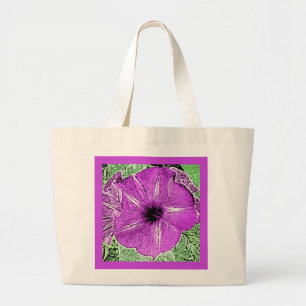Bolsa Tote Grande Morning Glory Block Print - amethyst purple