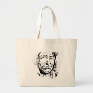 Bolsa Tote Grande Motivação do desenho de tinta principal indiano