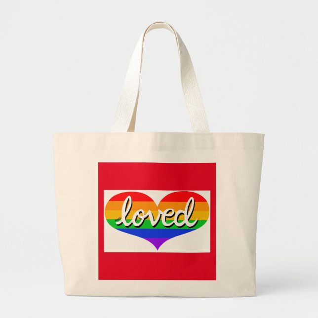 Bolsa Tote Grande Muito amado - amado - Coração de amor cotovelo (Frente)