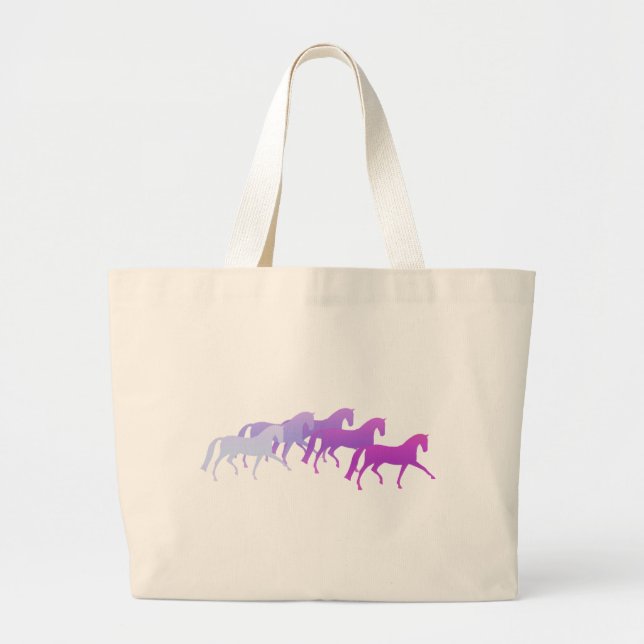 Bolsa Tote Grande Muitos cavalos (roxos) (Frente)