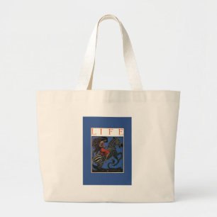 Bolsa Tote Grande Mulher Art Nouveau Zebra Vintage