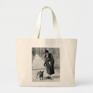 Bolsa Tote Grande Mulher com buldogue francês, 1920