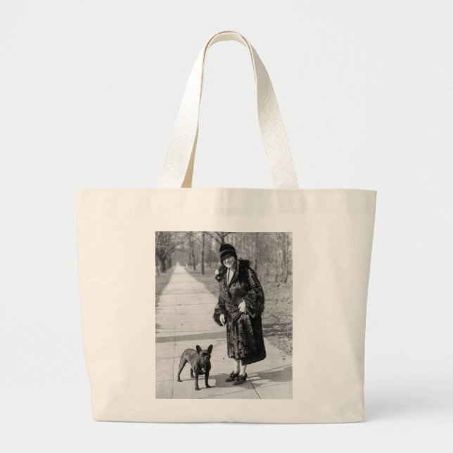 Bolsa Tote Grande Mulher com buldogue francês, 1920 (Frente)