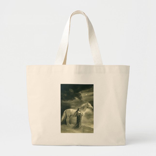 Bolsa Tote Grande Mulher com cavalo branco (Frente)