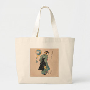 Bolsa Tote Grande Mulher de Kimono Japonês Arte de Cortesã