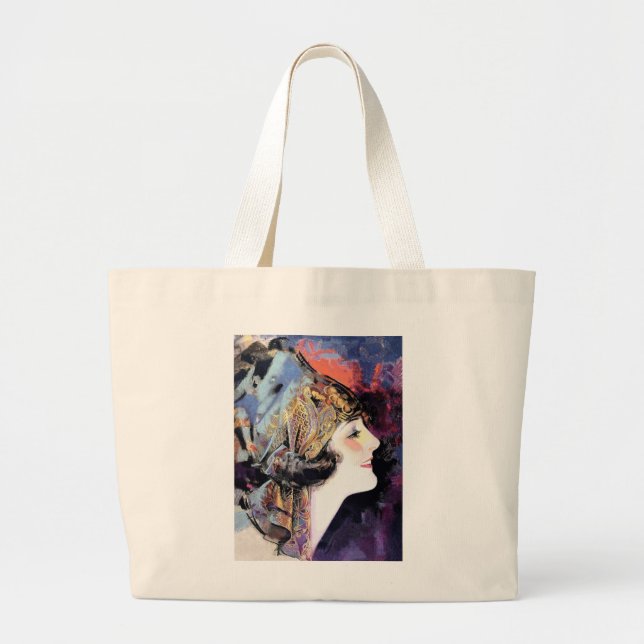 Bolsa Tote Grande Mulher do Art Deco em Scarf Large Tote Bag (Frente)