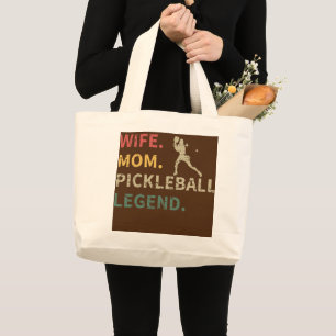 Bolsa Tote Grande Mulher Esposa Mamãe Pickleball Legenda Engraçada