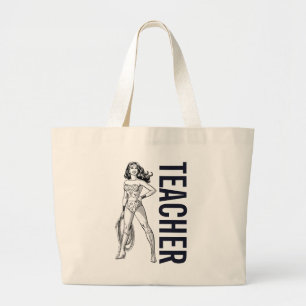 Bolsa Tote Grande Mulher Maravilha Preta e Branco