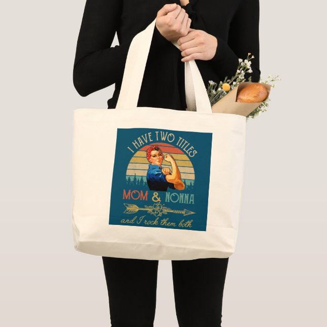 Bolsa Tote Grande Mulheres Tenho Dois Títulos Mãe E Não Engraçado (Frente (produto))