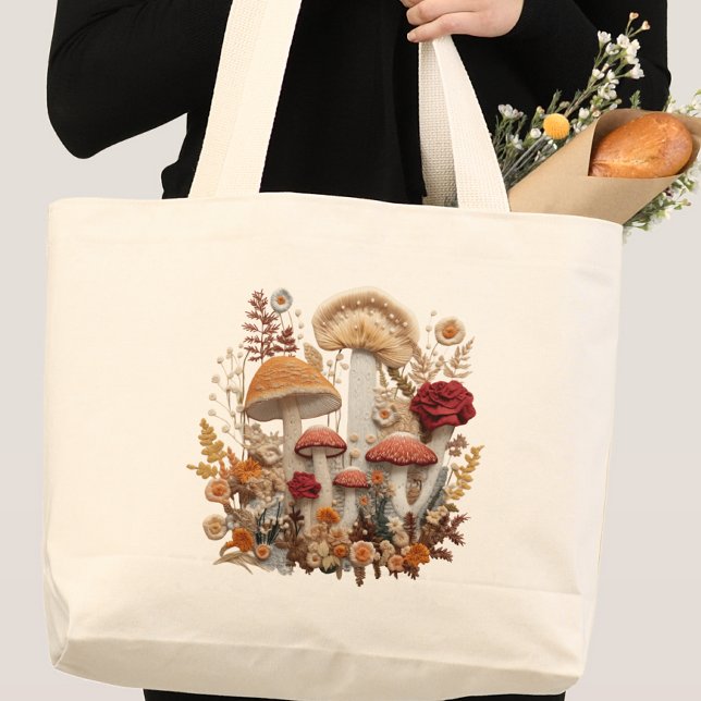 Bolsa Tote Grande Mushroom Cottagecore (Criador carregado)