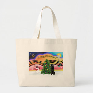 Bolsa Tote Grande Música de Natal 2-Poodle-Black Standard