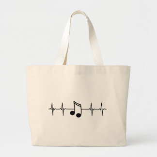 Bolsa Tote Grande Música Nota EKG Heartbeat