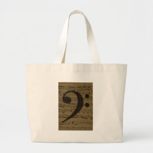Bolsa Tote Grande Musical Bass Clef sheet