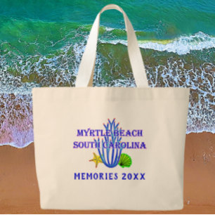 Bolsa Tote Grande Myrtle Beach, SC, Memórias com Ano