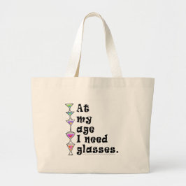 Bolsa Tote Grande Na Minha Idade Eu Preciso de ÓCULOS (Humor de Coqu