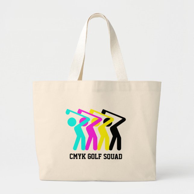 Bolsa Tote Grande Na moda CMYK Golfer (Frente)
