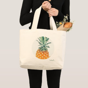 Bolsa Tote Grande Na moda Inalar Tema Natural do Pastel Pálido Pinea
