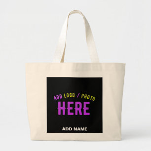 BOLSA TOTE GRANDE NA MODA MODERNO PERSONALIZÁVEL NEGRO VERIFICADO CO