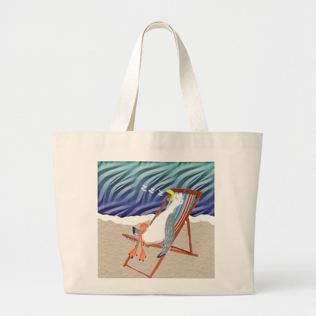 Bolsa Tote Grande Na Praia (Frente)