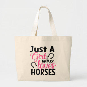 Bolsa Tote Grande Namorada de Cavalo Fofo Equestre Pônei Ocidental V