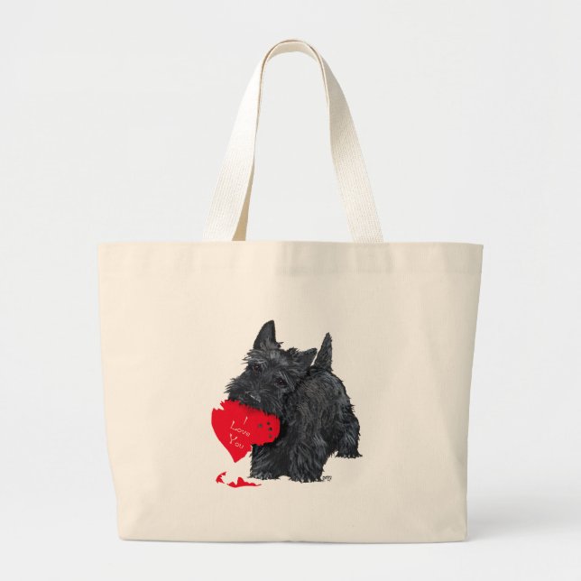 Bolsa Tote Grande Namorados Terrier escocês (Frente)