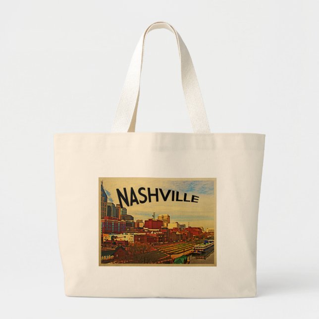 Bolsa Tote Grande Nashville Tennessee Skyline (Frente)