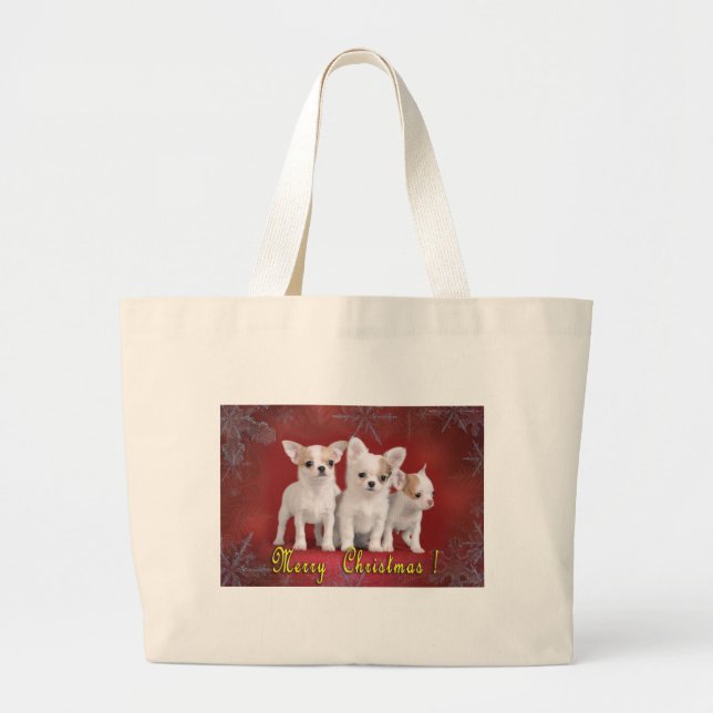 Bolsa Tote Grande natal chihuahua (Frente)