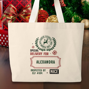 Bolsa Tote Grande Natal do Papai noel Express (nome personalizado)