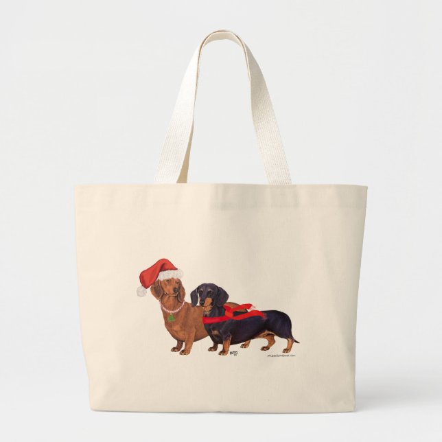 Bolsa Tote Grande Natal dos Dachshunds (Frente)
