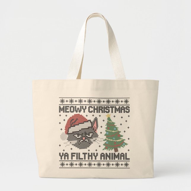 Bolsa Tote Grande Natal Felino Imundo - Natal Feio (Frente)