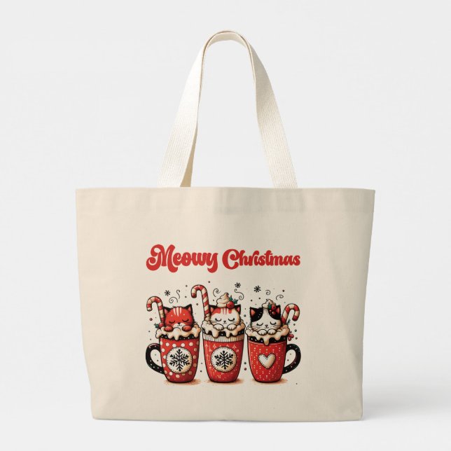 Bolsa Tote Grande natal meowy (Verso)