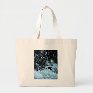 Bolsa Tote Grande Natal nevado no vintage da Nova Iorque