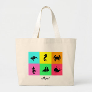 Bolsa Tote Grande Nation_Maui_multi-cor do namedrop, multi-ícone