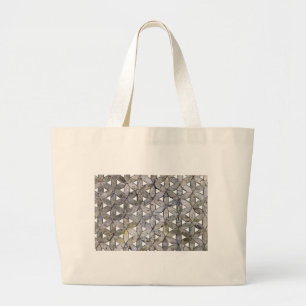 Bolsa Tote Grande Natural Gray Stone Mosaic, flower of life