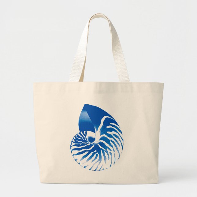 Bolsa Tote Grande Nautilus shell - azul de cobalto e branco (Frente)
