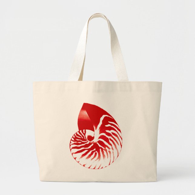 Bolsa Tote Grande Nautilus shell - vermelho escuro e branco (Frente)